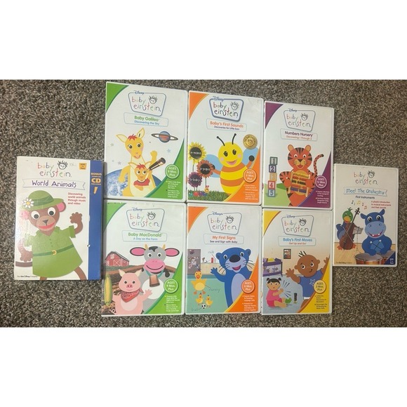 Other - Lot of 8 Baby Einstein Dvds, 7 Dvds 1 Vhs, Macdonald, First Signs, Sounds, Moves